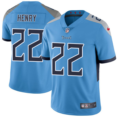 Nike Titans #22 Derrick Henry Light Blue Team Color Youth Stitched NFL Vapor Untouchable Limited Jersey - Click Image to Close